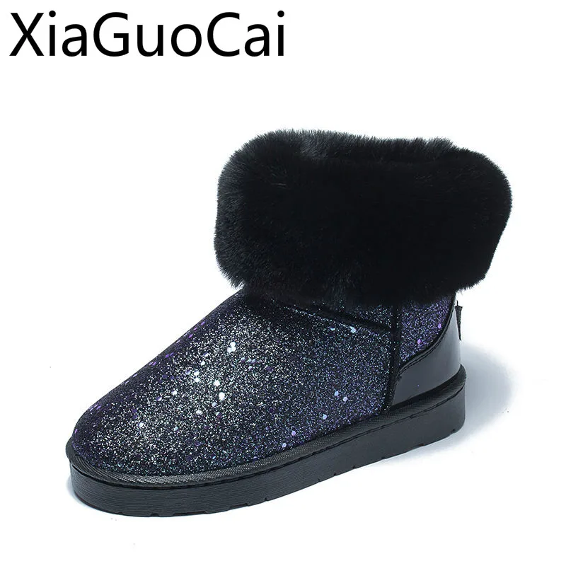 Меховые теплые женские зимние ботинки новые Нескользящие утолщенные шикарные на