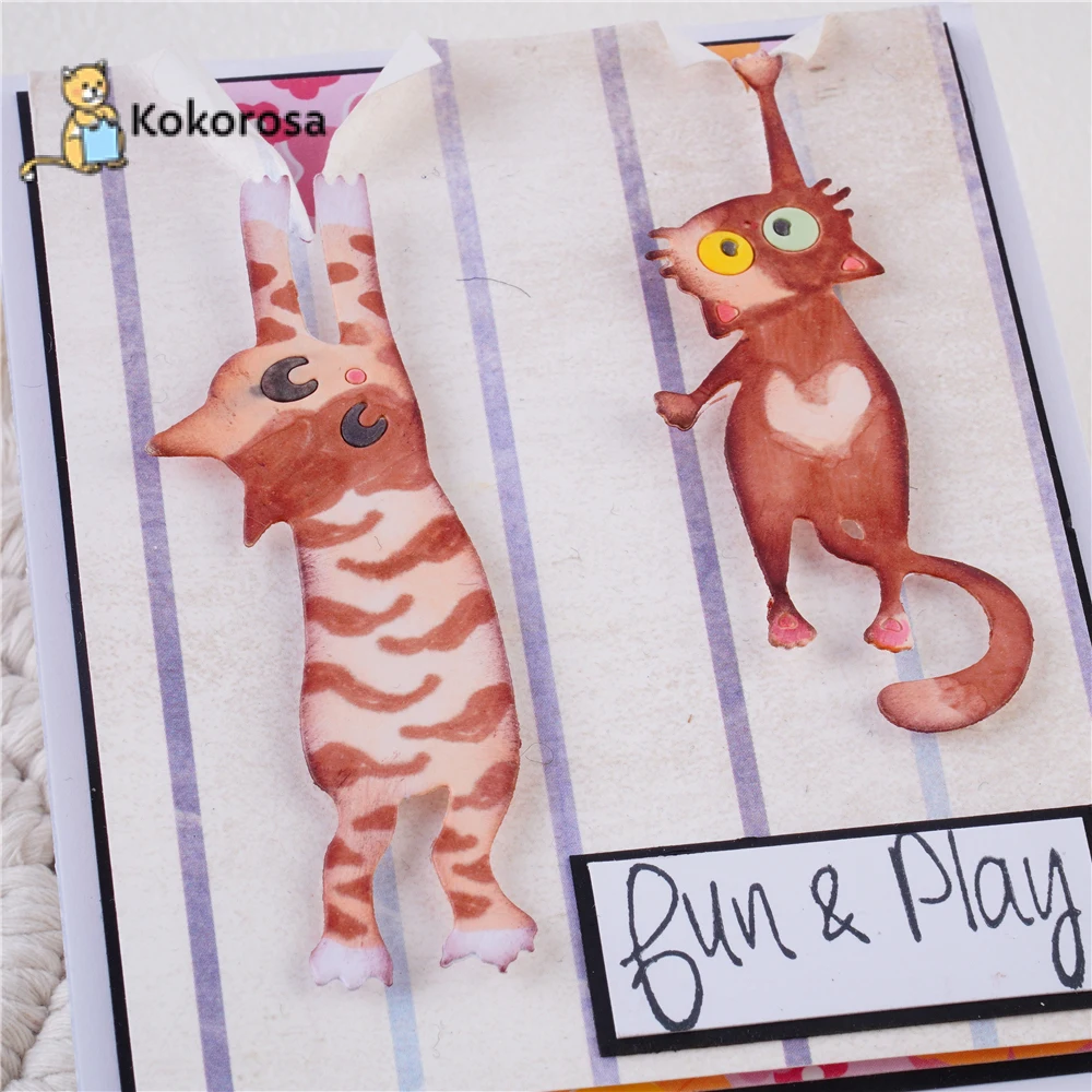 

Kokorosa Cute Cat Cutting Dies Metal Dies Scrapbooking Album Card Making Embossing Stencil Diecuts New 2021