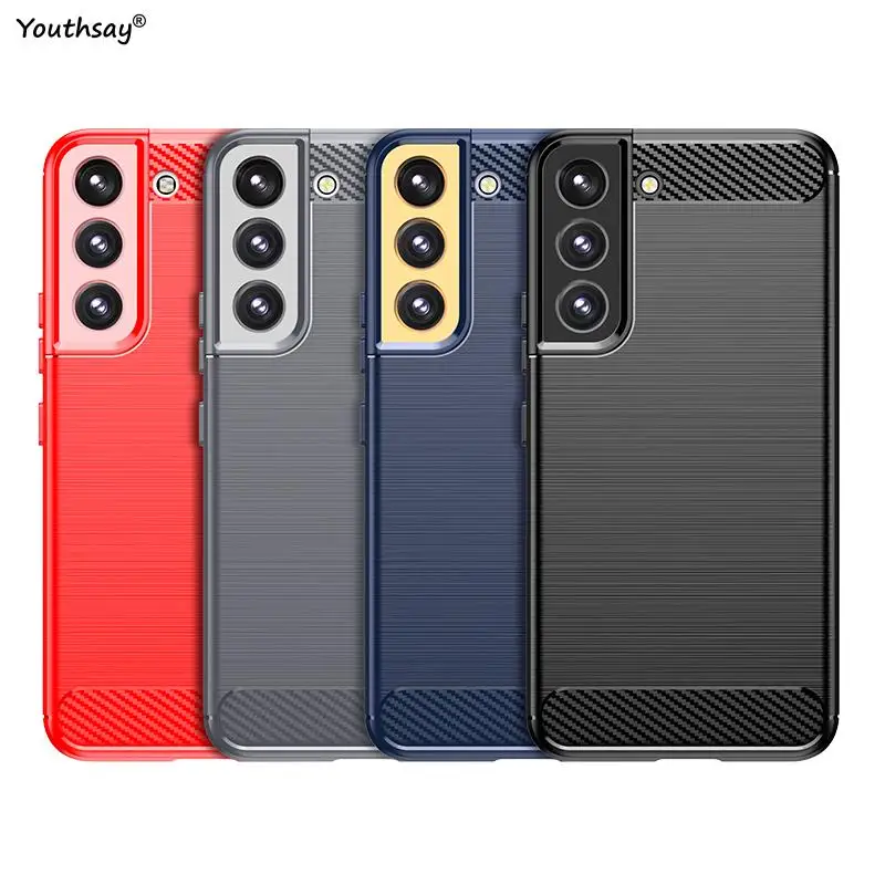 Carbon Fiber Case For Samsung Galaxy S22 Cover For Samsung Galaxy S22 S21 FE Plus Soft Silicone Phone Bumper For Samsung S22