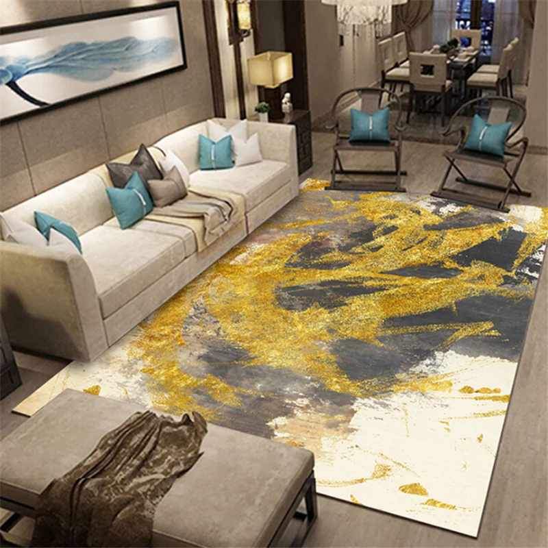 Bubble Kiss Nordic Enamel Golden Ink Abstract Pattern Carpet For The Modern Living Room Bedroom Rug Non-slip Crystal Velvet Mat | Дом и сад
