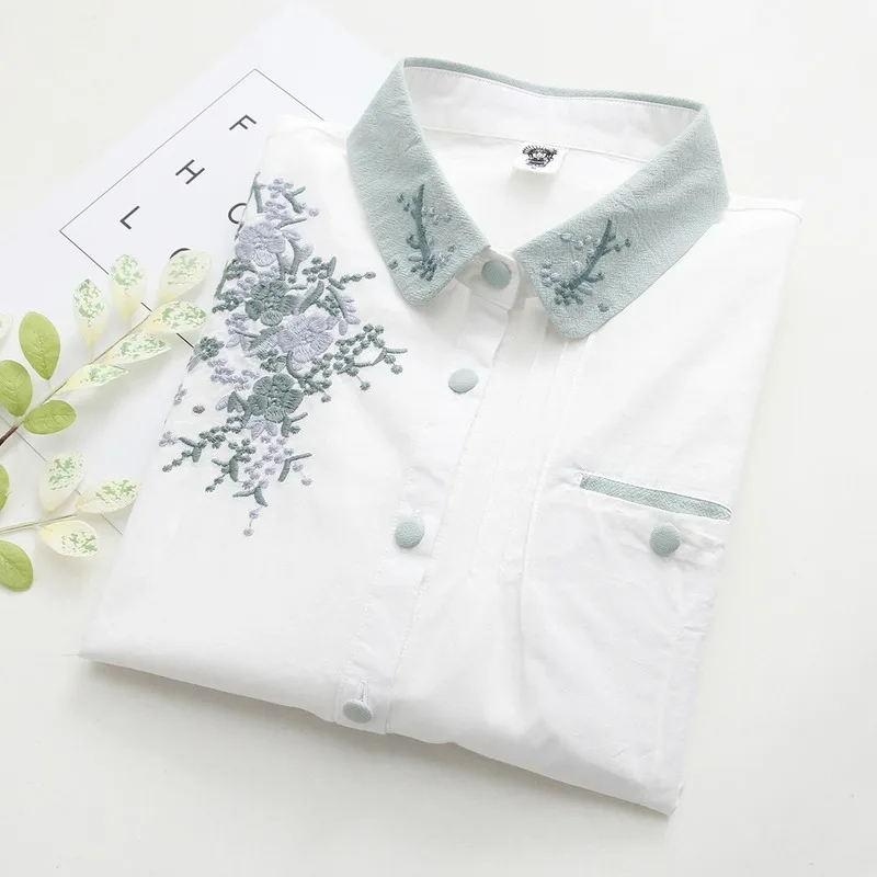 Женские блузки с цветочной вышивкой белые повседневные женские топы рубашки