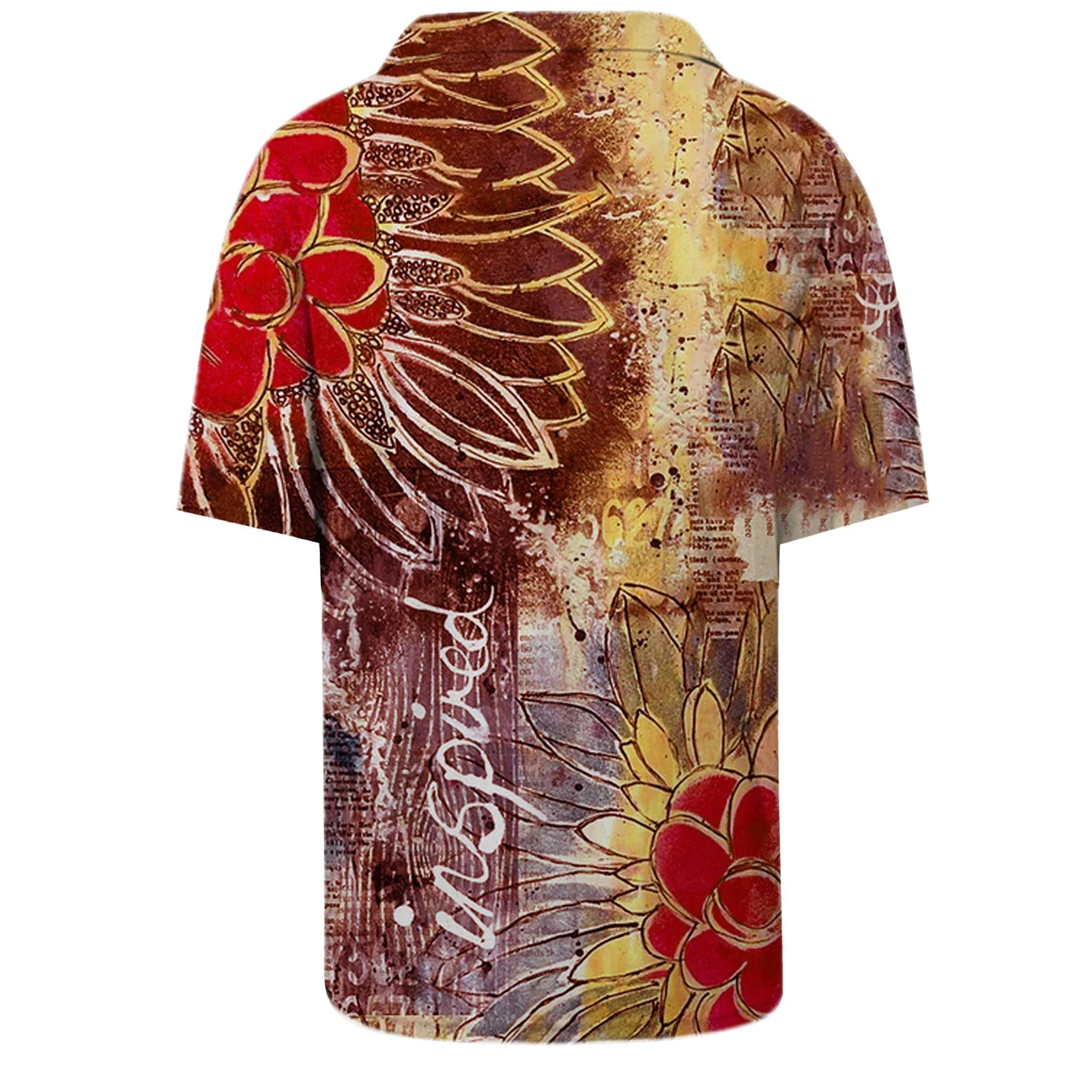 

Flower Print Splicing Women's Shirt Lapel Casual Fashion Loose Short-sleeved Shirt Blusas Lady Summer Harajuku Tee Shirts New