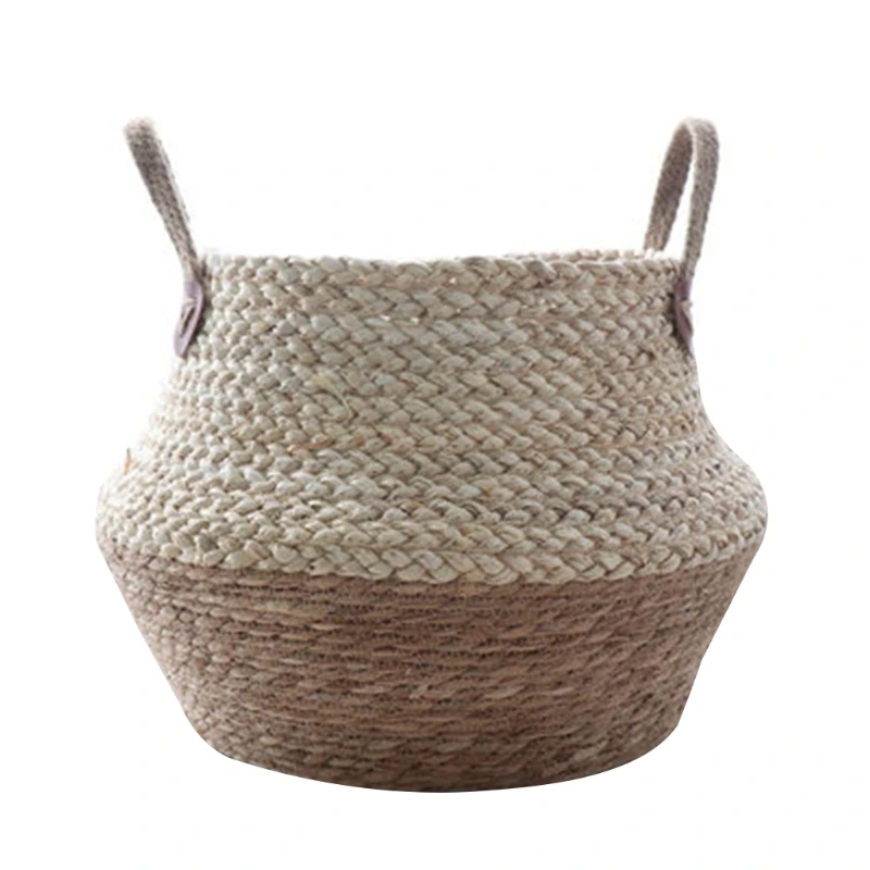 

H051 Nordic Handmade Straw Laundry Picnic Toy Storage Basket Macrame Woven Flower Pot