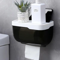bathroom toilet paper towel holder wall mount plastic wc toilet paper holder with storage shelf rack paper storage box