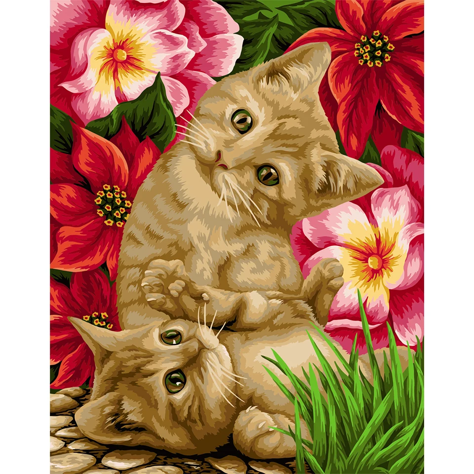 

CROSS lang Animals Naughty And Cute Cat Oil Painting By Numbers Acrylic Drawing On Canvas Home Wall Decor Unique Child Gift