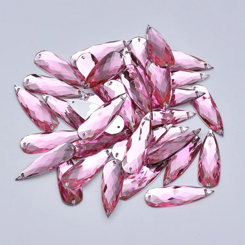 Большие стразы для шитья JUNAO 10*30 мм с плоским основанием хрустальные камни