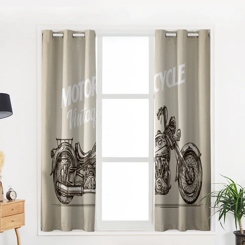Винтажные мотоциклетные занавески на окна s из ткани для спальни с принтом идеи