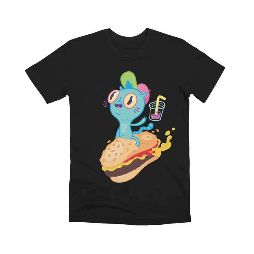Catburger футболка гамбургеров еда Смешные радикальные Юмор закуски животные черепа