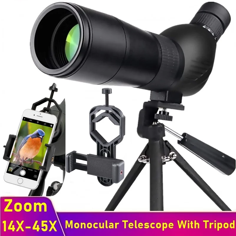 Tongdaytech HD Monocular Telescope 15-45X Zoom Phone Camera Lens Spotting Scope With Tripod For Iphone Xiaomi Watching Moon Bird