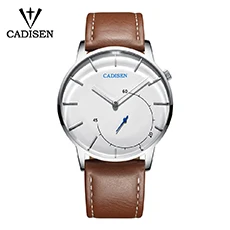 Cadisen ультра тонкие мужские часы relogio masculino повседневные Модные кварцевые часы водонепроницаемые спортивные наручные часы роскошные кожаные часы мужские - Цвет: Brown White2