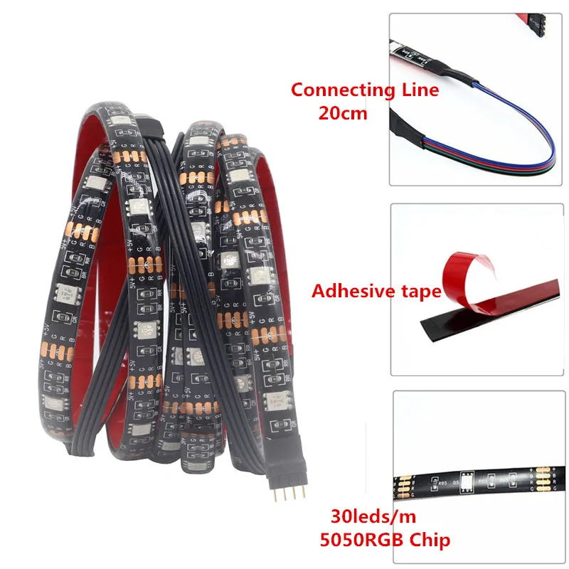 5 В USB Светодиодная лента 3 ключа 24key кабель питания гибкий светильник 50 см 1 м 2 SMD 5050