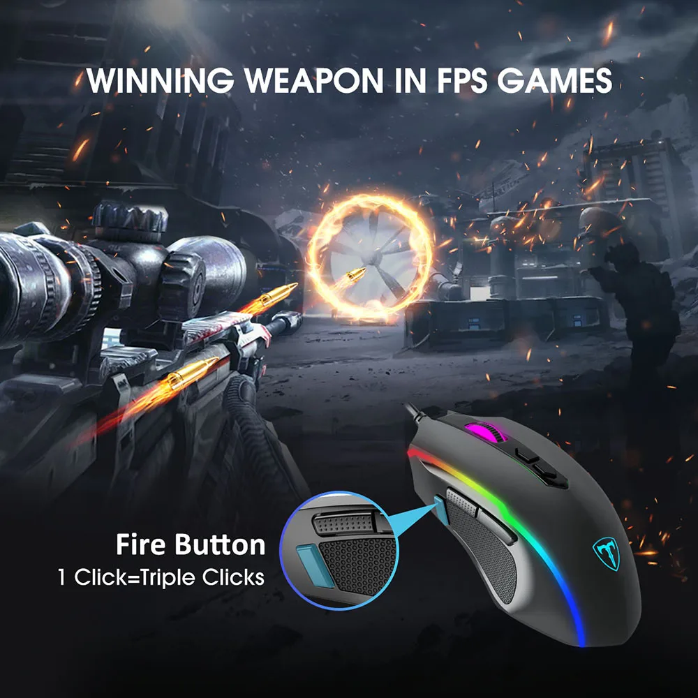 Мышь игровая Проводная VicTsing 8 кнопок 7200DPI USB | Компьютеры и офис