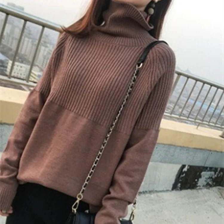 Женский кашемировый свитер Свободный пуловер в стиле ретро с высоким воротом