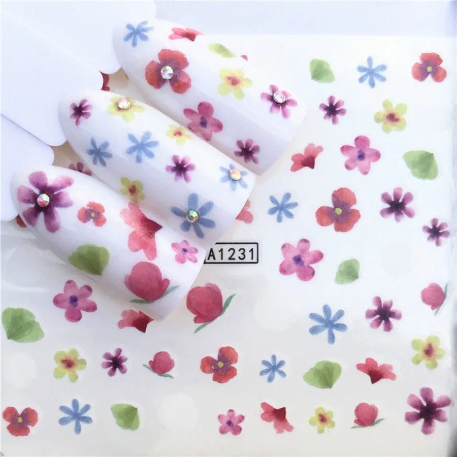 

1 pcs Nail Stickers Succulent plants Water Decal Ocean Cat Plant Pattern 3D Manicure Sticker Nail Art Decoration m3N1