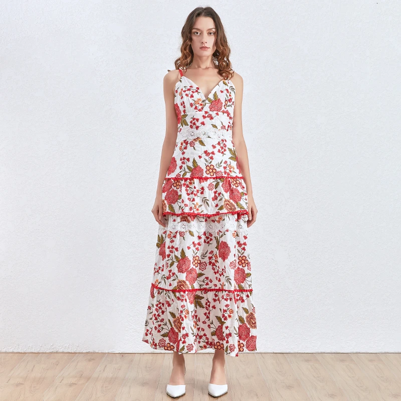 TWOTWINSTYLE богемное женское платье с цветочным принтом на бретельках высокой талией