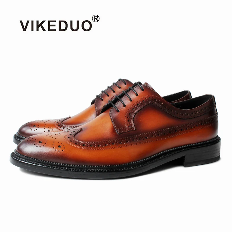 

Vikeduo Hand Made Italy Vintage Men's Derby Footwear Genuine Leather Wedding Party Formal Casual Brand Male Dress Shoes