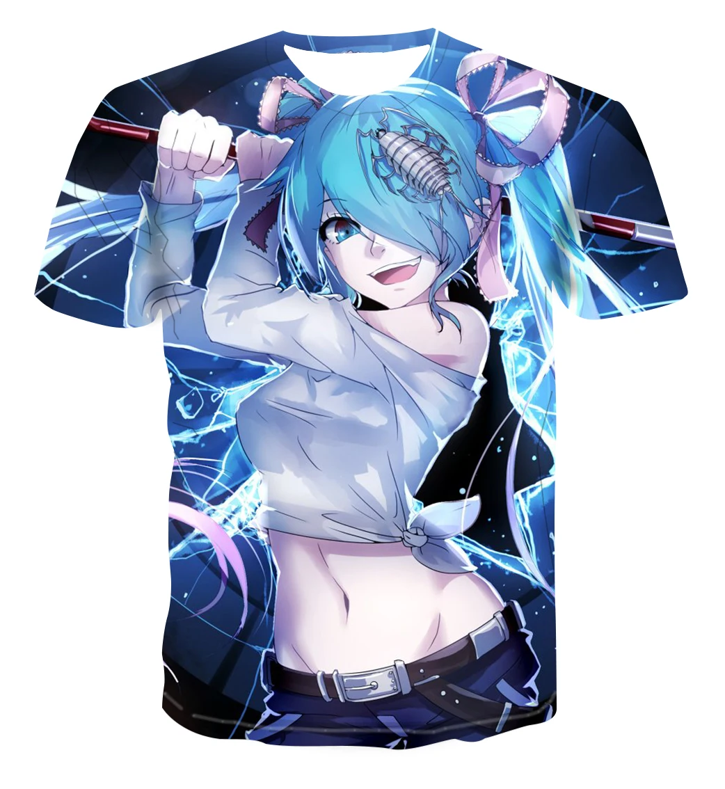 

summer new round neck short sleeve 3D printed cartoon character Hatsune t-shirt loose and comfortable size Kid1-4XL Explosion