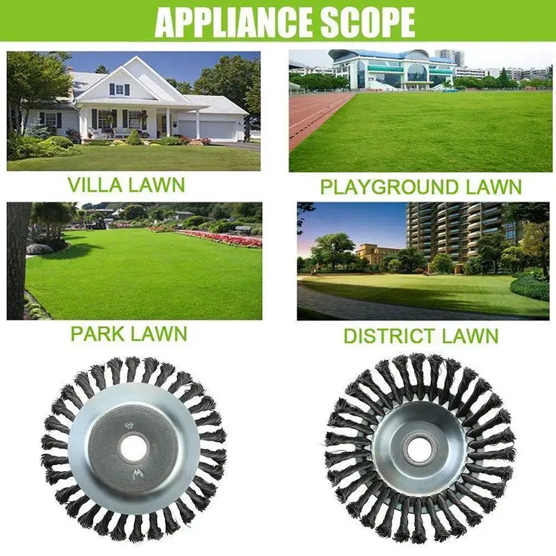 

Steel Wire Wheel Garden Weed Brush Lawn Mower Grass Eater Trimmer Brush Cutter Tools Garden Grass Trimmer Head Weed Brush