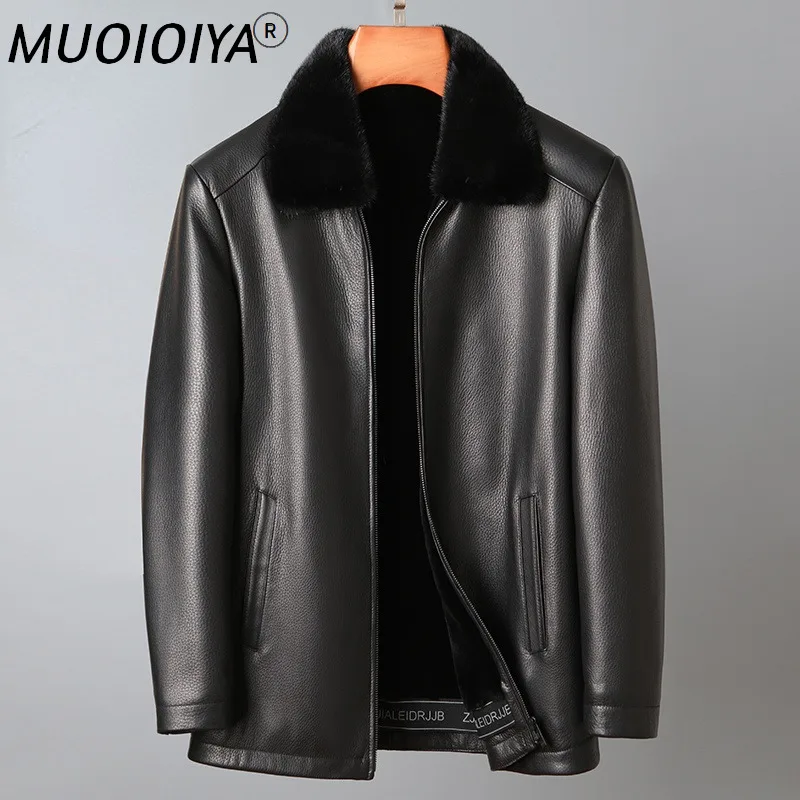 

Genuine Deerskin Leather Jacket Men Real Leather Coat Male Short Warm Jackets Mens Winter Outwear Luxury Ropa Hombre SQQ