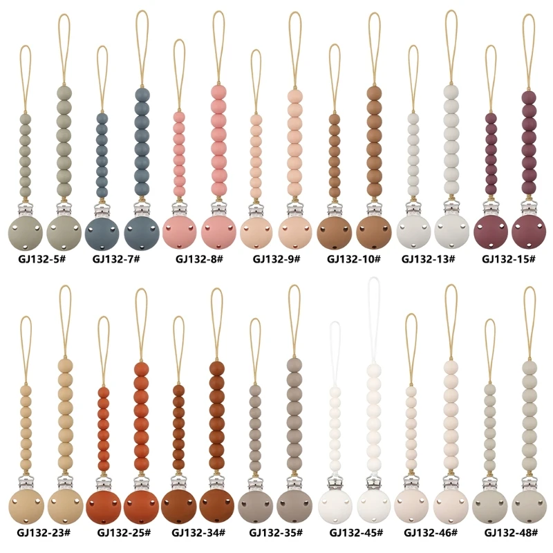 

Newborn Pacifier Clip Chain BPA-free Silicone Beads Dummy Nipple Soother Holder Baby Teething Chewing Toys Shower Gifts