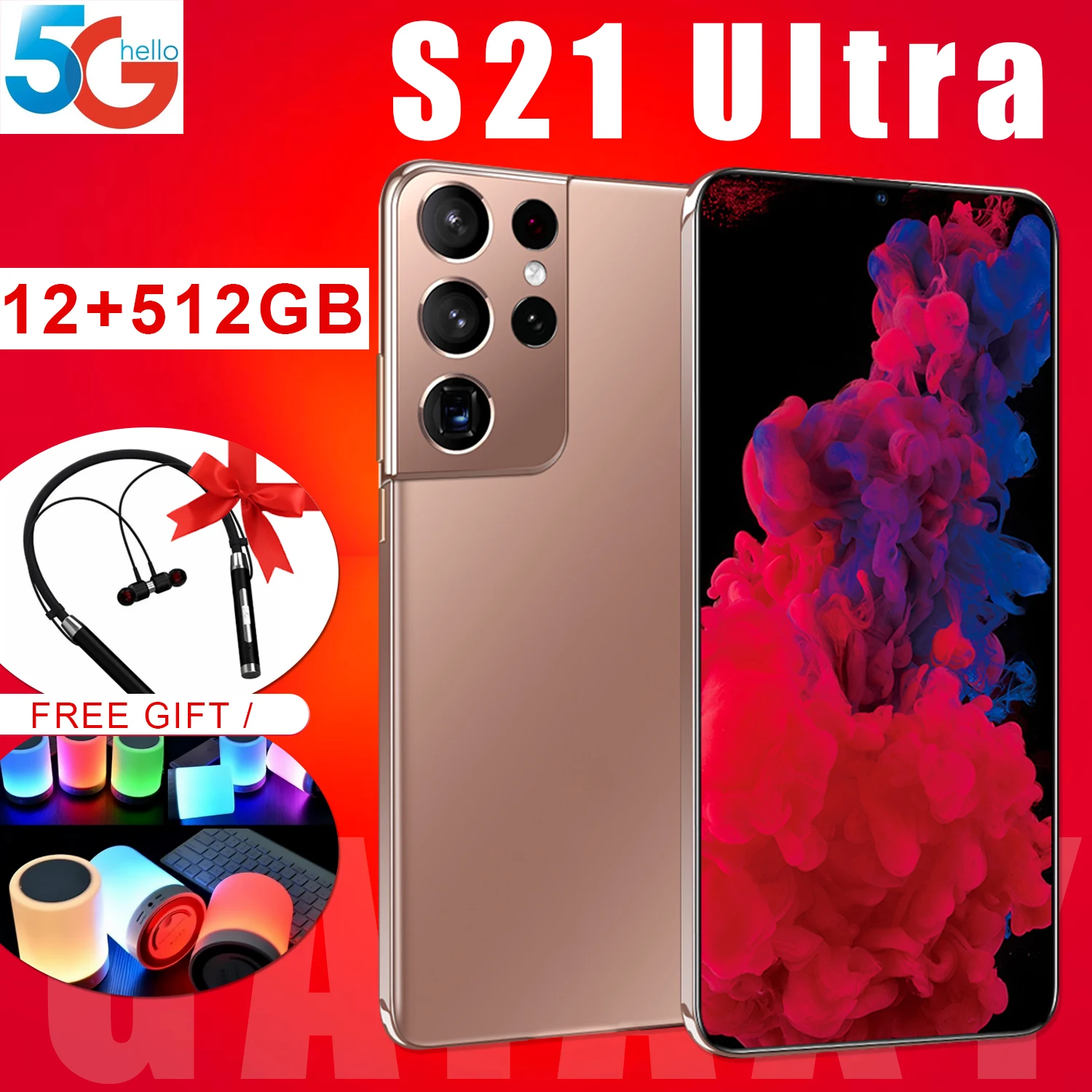 

SmartPhone S21+Ultra Original Global Version Phone MTK6889 10Core 6.7Inch 8+256G 32+50MP 6800MAH CellPhone Android11