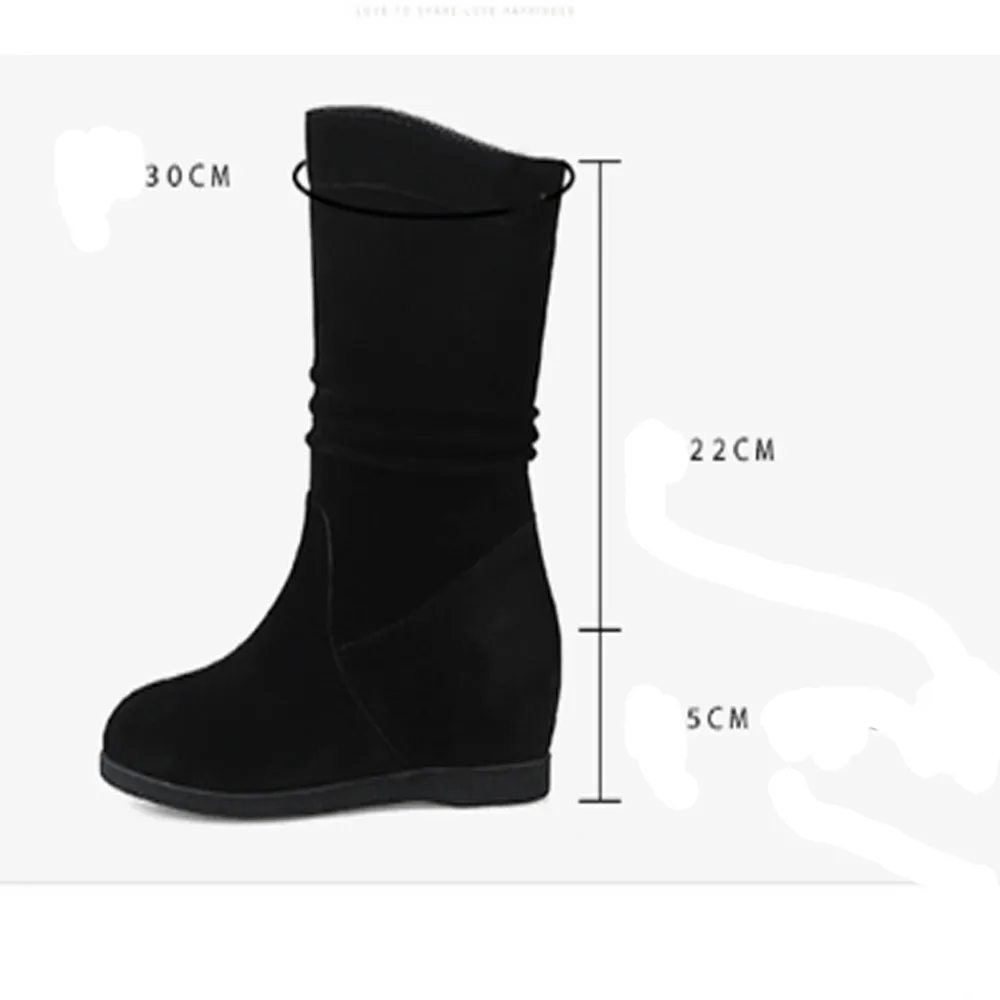 

Winter Shoes Women Leisure Thick Bottom Round-Toe Middle Boots Women Nice Autumn Winter European Style Solid Botas Feminina