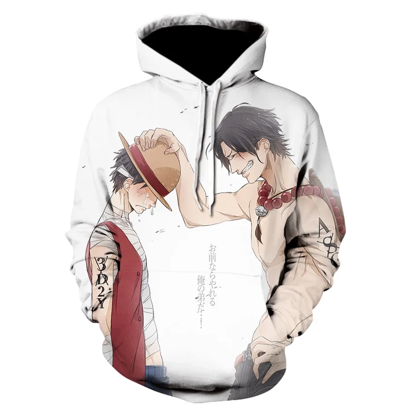 

3D printing one piece anime hoodie popular new products for men and women sports drawstring pocket hoodie cool pocket pullover