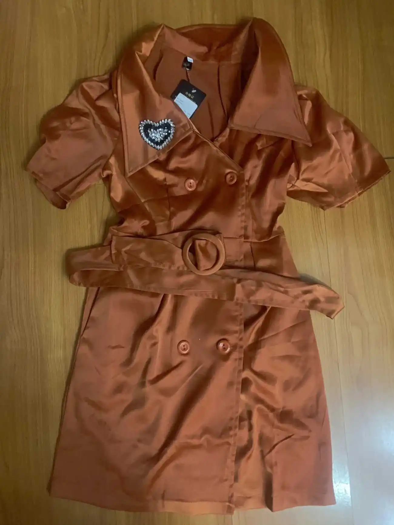 

IEQJ Vintage Short Puff Sleeve Crystal Office Vestido Caramel Trendy Ladies Party Dress 2021 Autumn Slim Women Clothing 16W1589