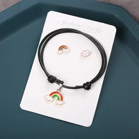 earring bracelet set cute personality rainbow bracelet creative fashion small earring jewelry set