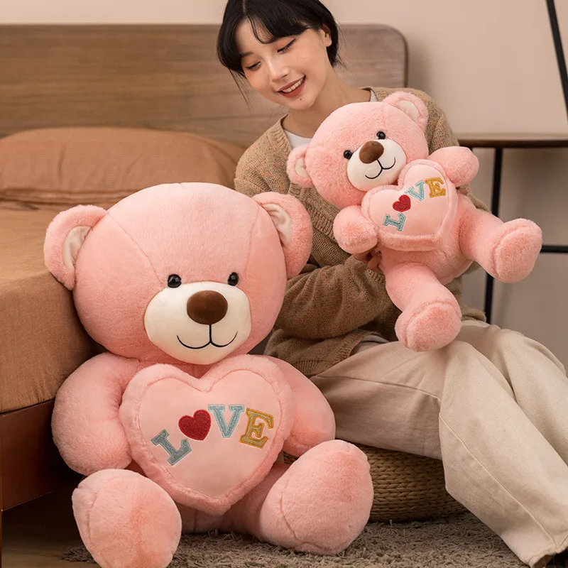 

45/65/90cm Kawaii Big Teddy Bear Plush Toy Cute Bear Hold Love Heart Plush Toy Valentine's Day Gift for Lover Girl Birthday Gift