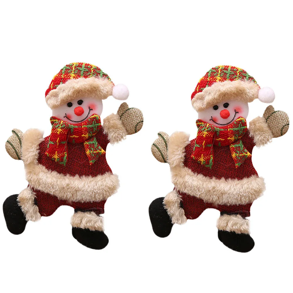 2PCS A Рождественские украшения, подарок, Санта Клаус, снеговик, дерево, игрушка, кукла, висят, рождественские украшения для дома, декоративные украшения, праздничные подарки - Цвет: 2PCS A