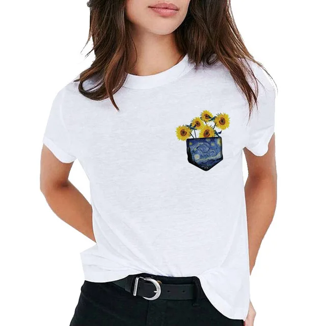 TJCJFO новая модная одежда с изображением Ван Гога масла женская футболка коротким