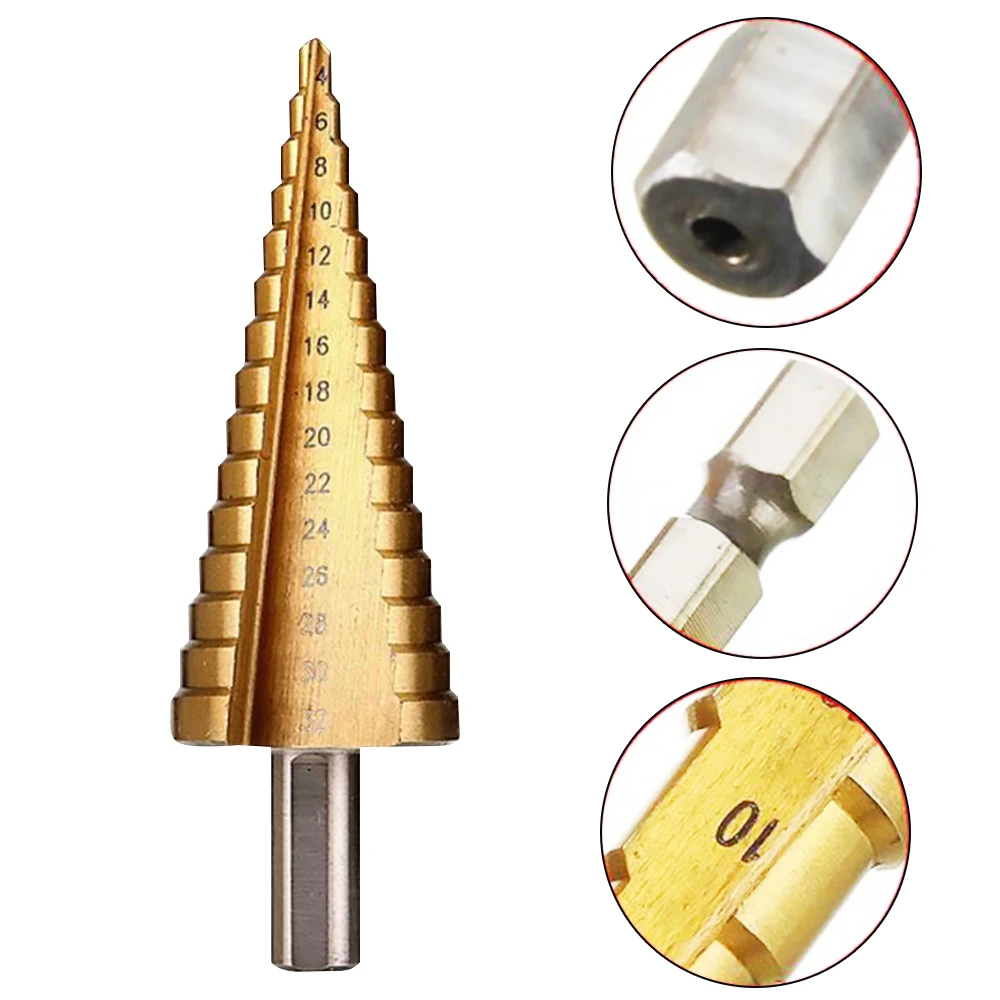 

Быстрорежущая сталь, титановое покрытие, ступенчатое сверло, резак для отверстий, 4-32 мм, набор металлических инструментов для резки отверст...