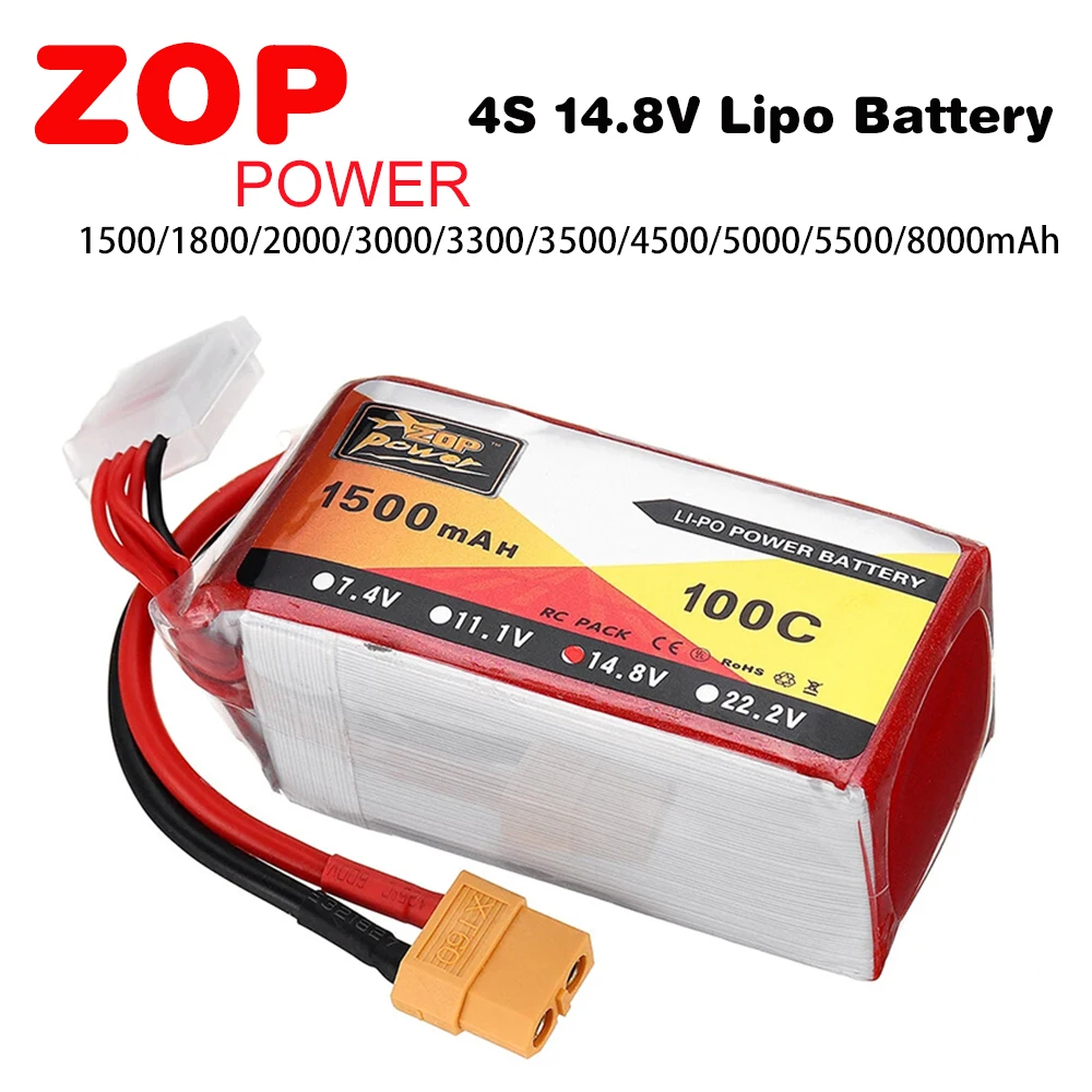 Аккумулятор ZOP 14 8 V 1500 1800 2000 3000 3300 3500 4500 5000 5500 8000mAh 100C Lipo W/ T/XT60 Plug для