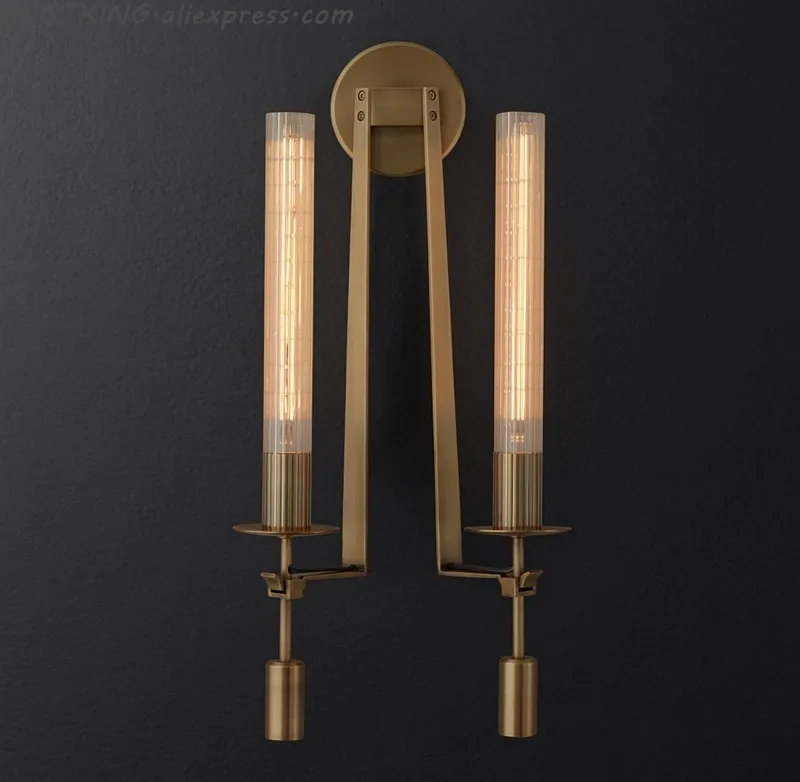 

RH wrought iron glass retro Wall Lamps living room Bedroom bathroom mirror front wall light fixture aisle corridor wall sconces