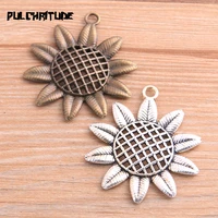 2pcs 4249mm 2020 new product two color sunflower hollow charms plant pendant jewelry metal alloy jewelry marking