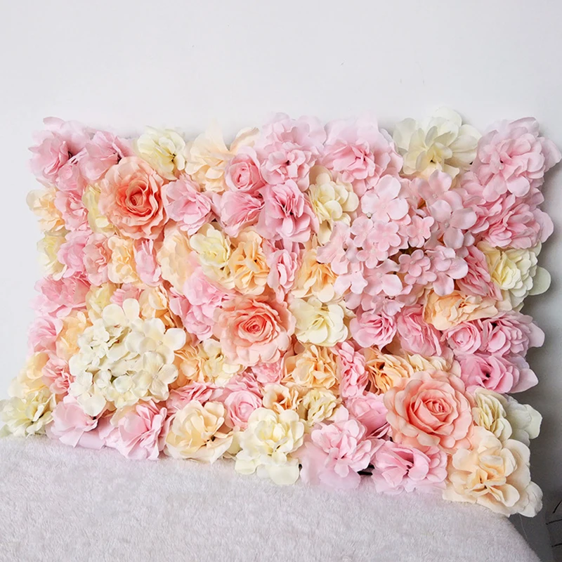 Flowers Wall Panel (24"x16") 3D Flowers Wall Decor Pink Silk Flowers for Wedding Baby Girls Room Hair Nail Salon Backdrop