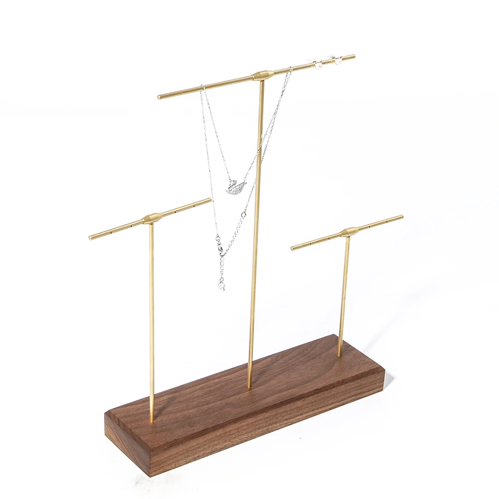 Черная деревянная серьга из грецкого ореха стеллаж для сережек с розовым золотым