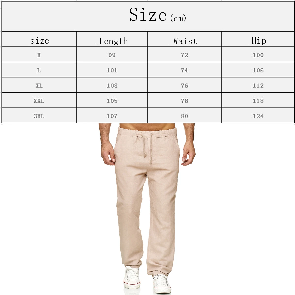 

Hot Men's Autumn Long Trousers Linen Cotton Casual Loose Pants Solid Color Casual Elastic Drawstring Straight Pants Soft Clothes
