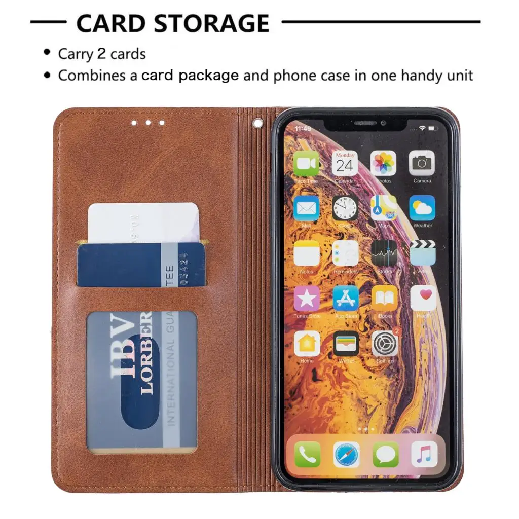 Чехлы бумажники для carcaso iPhone XS Max Глянцевая искусственная кожа флип бумажник