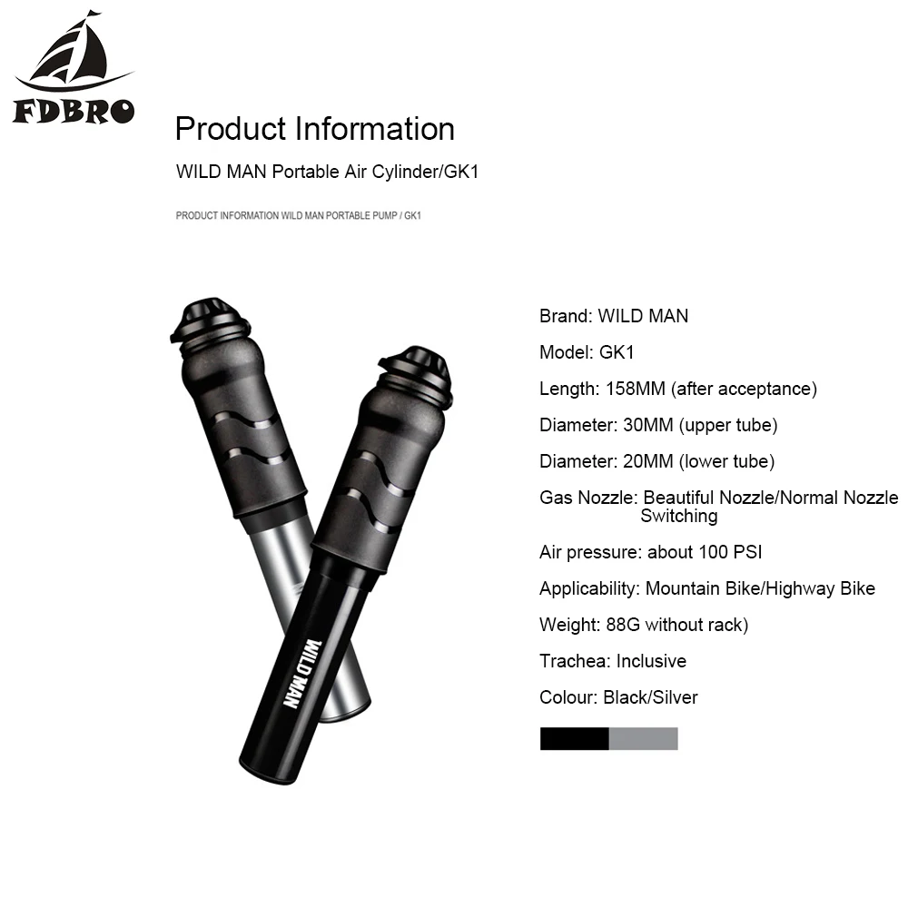 Миниатюрный велосипедный насос FDBRO из сплава портативный воздушный для горного