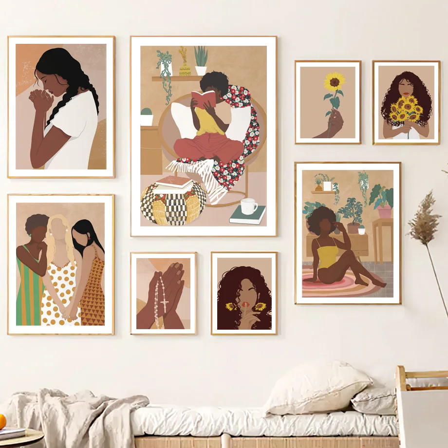 АФРИКАНСКАЯ ДЕВУШКА ручное растение Подсолнух книга абстрактное искусство