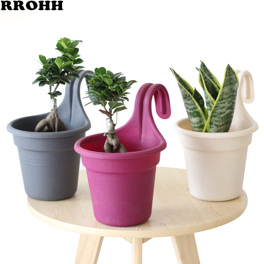 

Настенный цветочный горшок для растений, прочный круглый пластиковый Плантатор из смолы, корзина для сада, домашний сад без крючков, подвес...