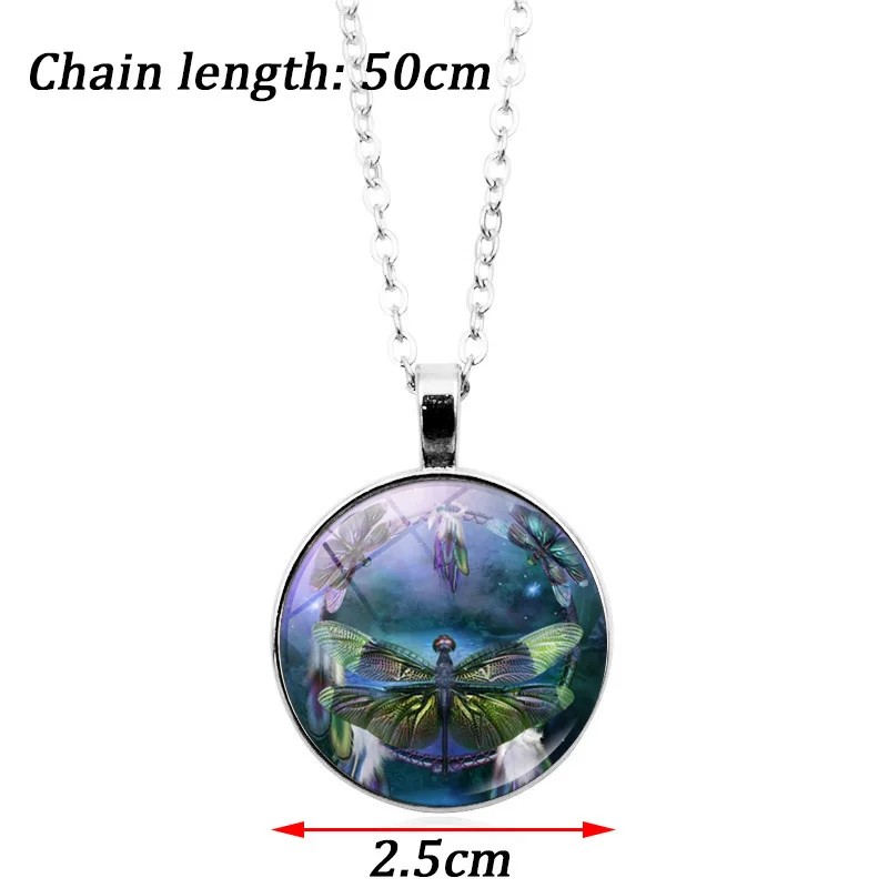 Красивая стрекоза фото стеклянный кабошон Модный Ювелирный Набор цепочка