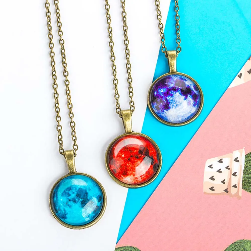 8 видов стилей кулон ожерелье Мода Вселенная галактики Звездное время светящийся