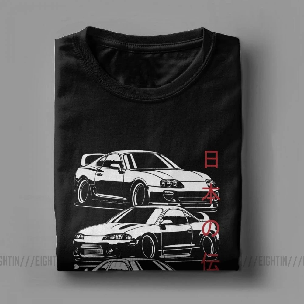 Мужские футболки JDM, легенды, японские автомобили, спортивные футболки, Забавные топы с круглым вырезом и коротким рукавом, очищенные хлопковые футболки серого цвета