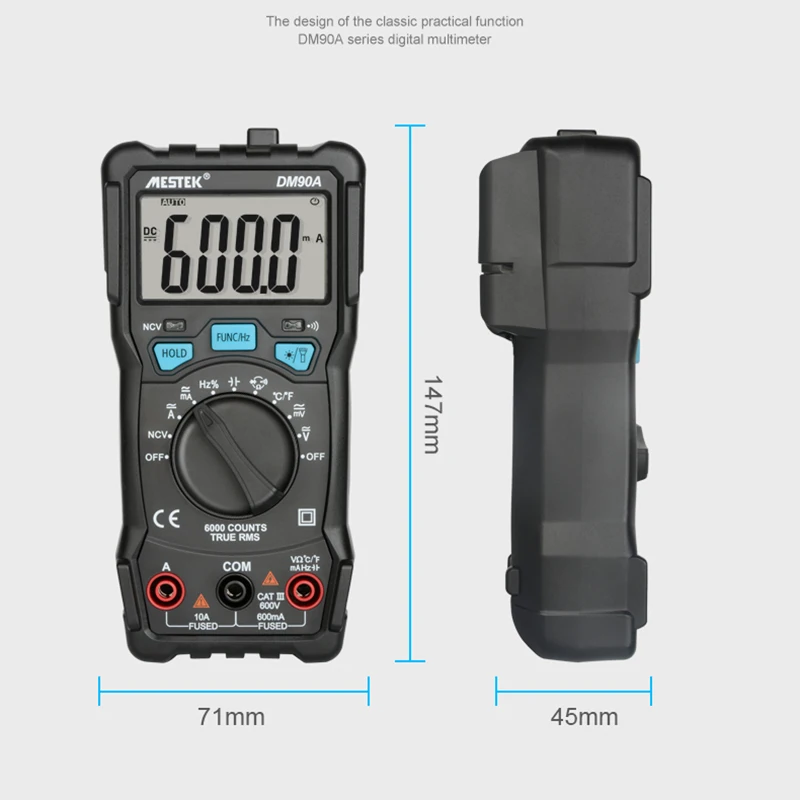 

Цифровой мультиметр MESTEK, высокоскоростной ампервольтметр с разрешением 6000 отсчетов и авто выбором диапазона, Бесконтактный индикатор напр...