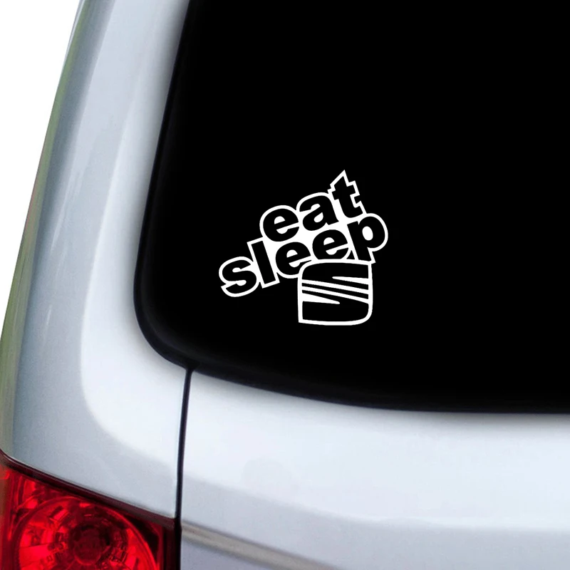 

Creative Car Sticker Funny Eat Sleep Seat Vinyl Car-styling Car Sticker Decal Black Silver Graphical 17cm*15.4cm