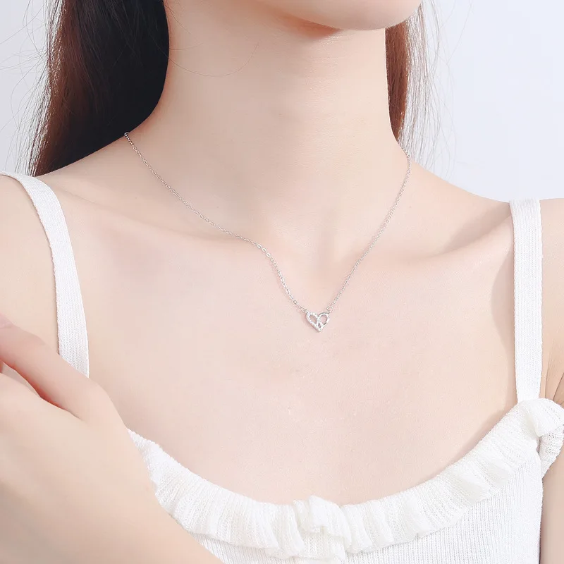 FUN BEAUTY женское ожерелье из стерлингового серебра S925 пробы Любовь Циркон в форме