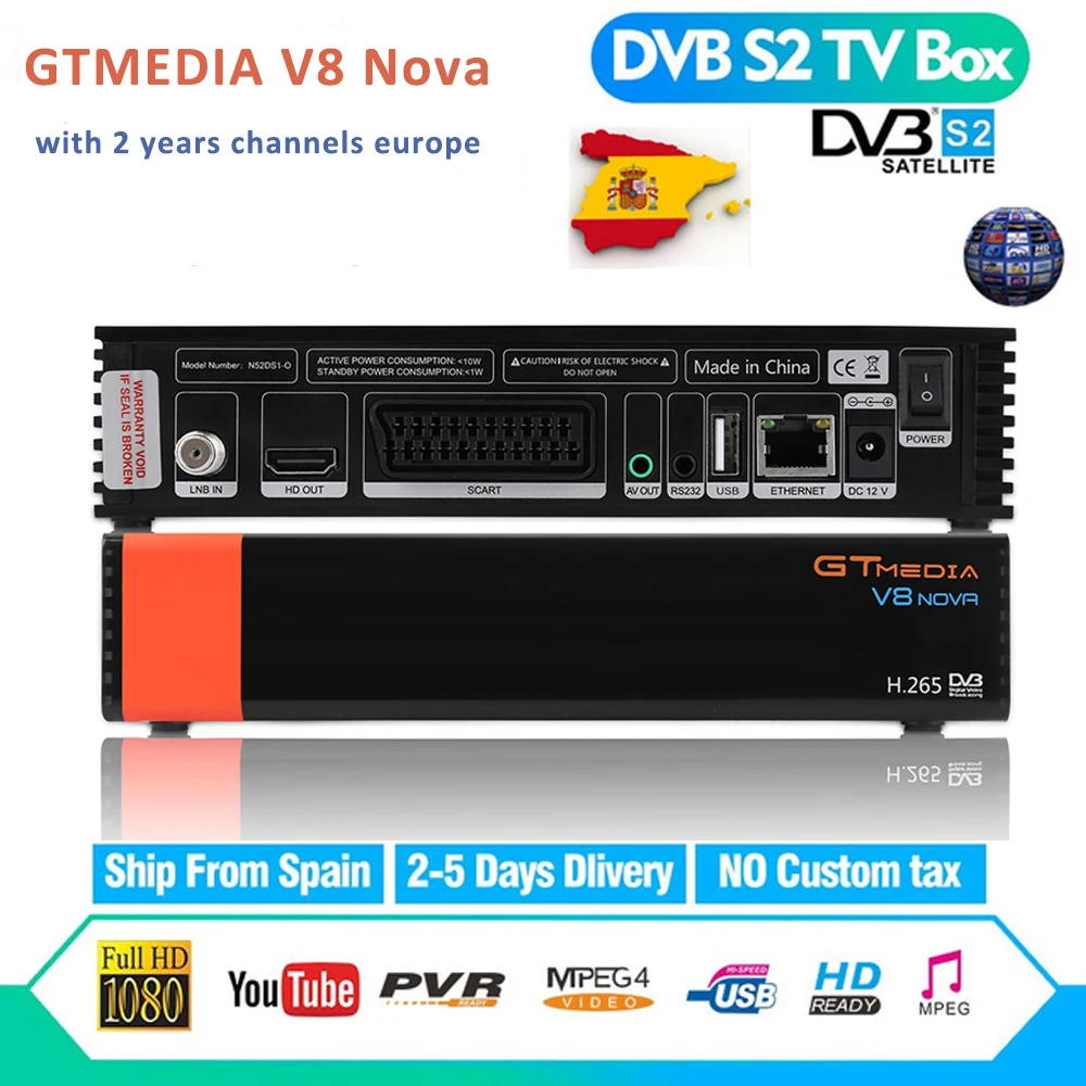 2 года европейские каналы GTMEDIA V8 nova спутниковый ресивер DVB S2 Full HD biult-in wifi спутниковый рецептор GT медиа декодер коробка